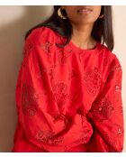 Rote Stickbluse Palma Bl