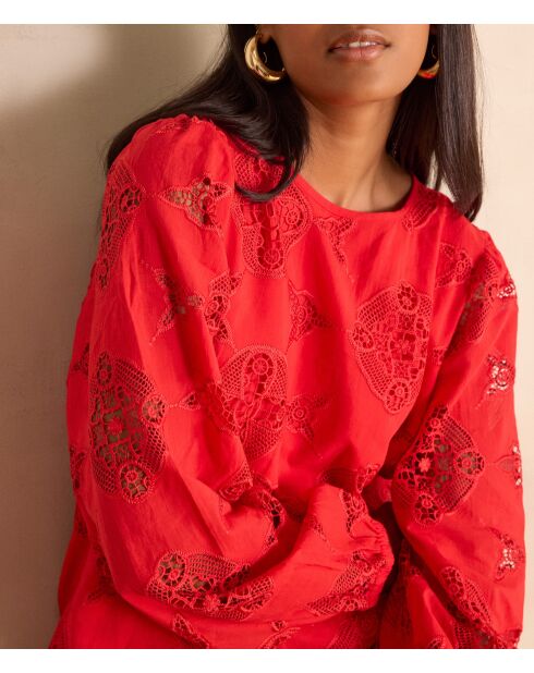 Rote Stickbluse Palma Bl