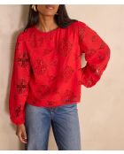 Rote Stickbluse Palma Bl