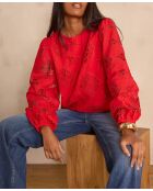 Rote Stickbluse Palma Bl