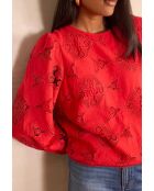 Rote Stickbluse Palma Bl