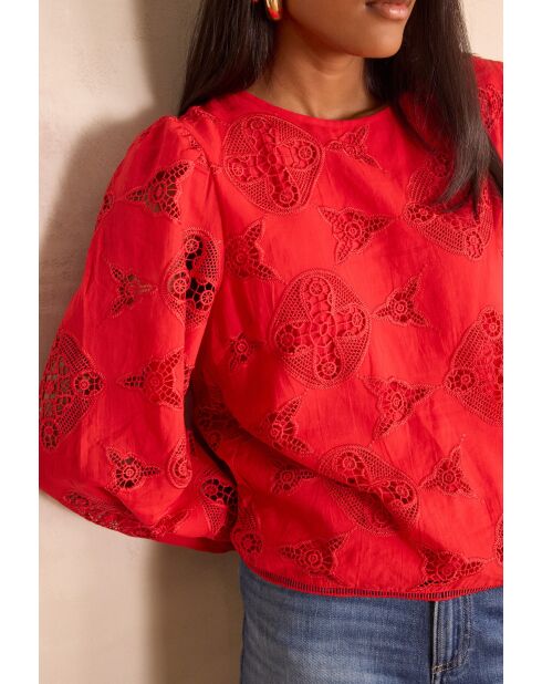 Rote Stickbluse Palma Bl