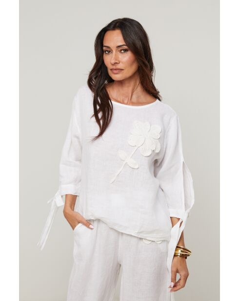 Top Daphné 100% Lin blanc