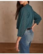 Barbara Bl bestickte Petrolbluse