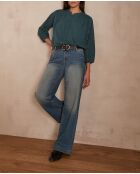 Barbara Bl bestickte Petrolbluse