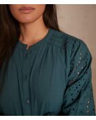 Barbara Bl bestickte Petrolbluse