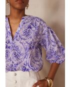 Blusa con estampado de arabescos morados Paulo Bl
