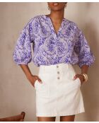 Blusa con estampado de arabescos morados Paulo Bl