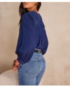 Taylor Bl Blaue Bluse mit Stickerei