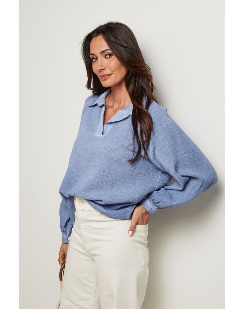 Top Yolina 100% Coton indigo