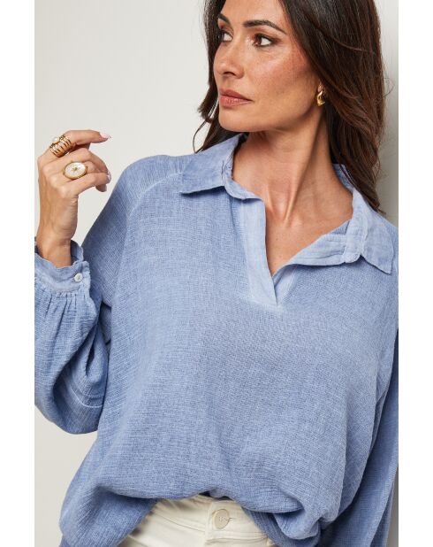 Top Yolina 100% Coton indigo