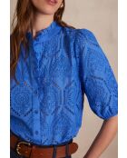 Blaue Stickbluse Calina Bl