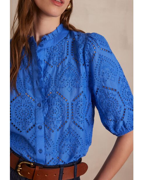 Blaue Stickbluse Calina Bl