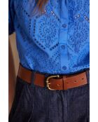 Blaue Stickbluse Calina Bl