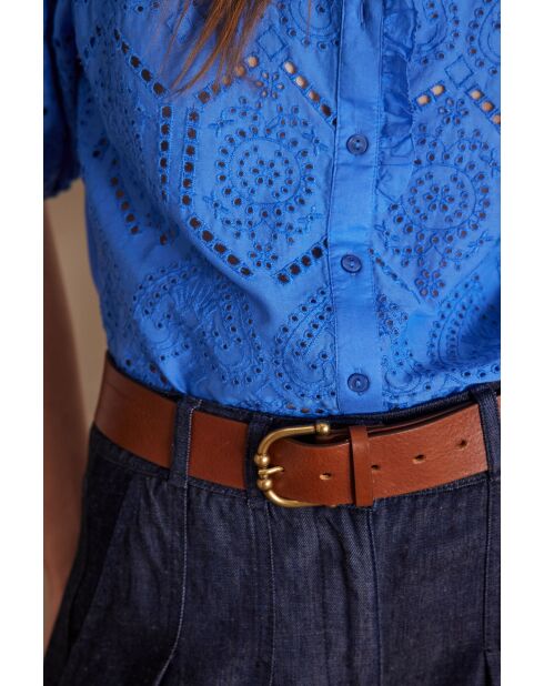 Blaue Stickbluse Calina Bl