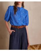 Blaue Stickbluse Calina Bl