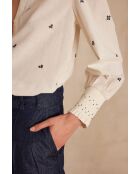 Ecrufarbene Bluse mit Baptiste Bl Stickerei