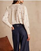Ecrufarbene Bluse mit Baptiste Bl Stickerei