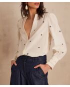 Ecrufarbene Bluse mit Baptiste Bl Stickerei