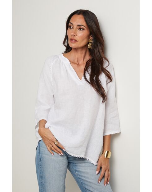 Top Maïssa 100% Lin blanc