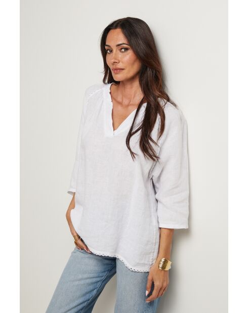 Top Maïssa 100% Lin blanc