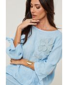 Top Daphné 100% Lin ciel