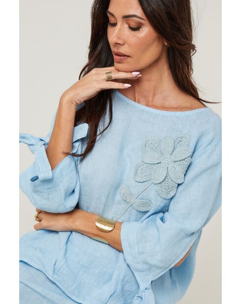 Top Daphné 100% Lin ciel