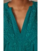 Bl Poker Bol Bluse mit Petrolstickerei
