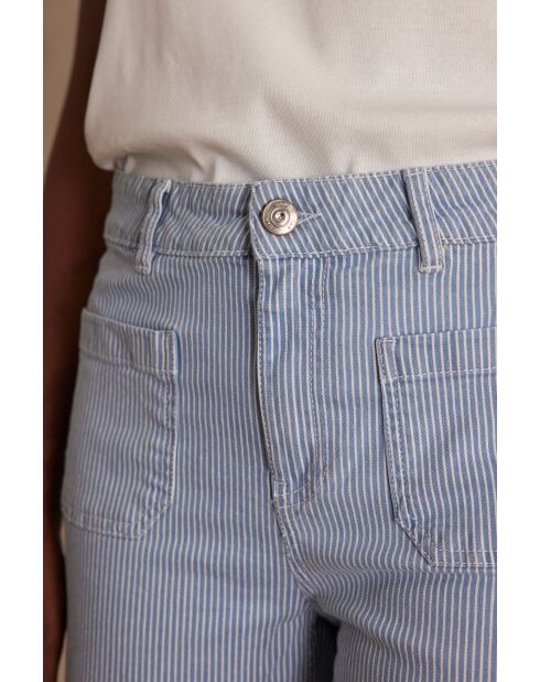 Luna hemelsblauwe broek met grote strepen