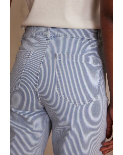 Luna hemelsblauwe broek met grote strepen