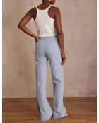 Luna hemelsblauwe broek met grote strepen