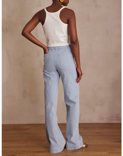 Luna hemelsblauwe broek met grote strepen