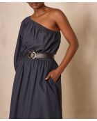 Choulder Bl Uni Charcoal Bluse