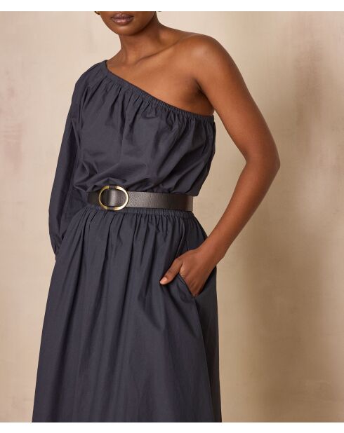 Choulder Bl Uni Charcoal Bluse