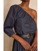 Choulder Bl Uni Charcoal Bluse