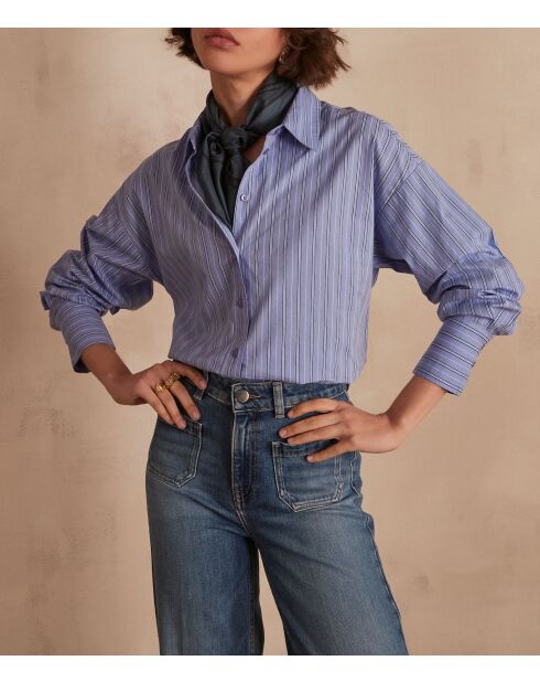 Blusa Petronille Ch de rayas azul cielo