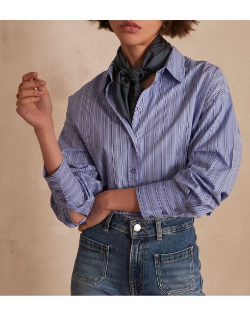 Blusa Petronille Ch de rayas azul cielo