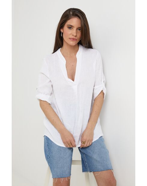 Maëlle Top aus 100% weißem Leinen