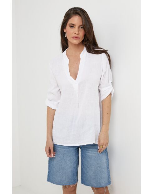 Maëlle Top aus 100% weißem Leinen