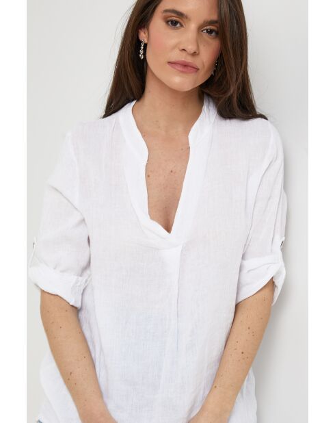 Maëlle Top aus 100% weißem Leinen