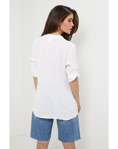 Maëlle Top aus 100% weißem Leinen