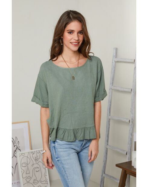 Top Camélia 100% lino cachi