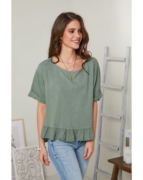 Top Camélia 100% lino cachi