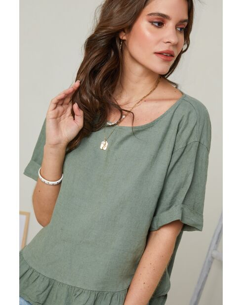 Top Camélia 100% lino cachi