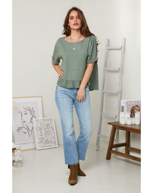 Top Camélia 100% lino cachi