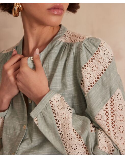 Blusa Cathel Bl Ricamo alla menta