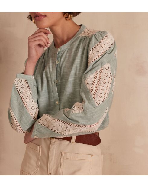 Blusa Cathel Bl Ricamo alla menta