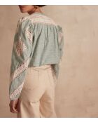 Cathel Bl Bluse Mintfarbene Stickerei