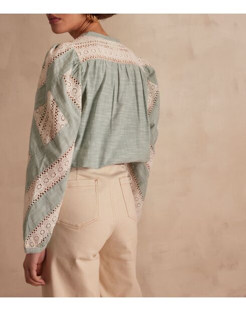 Blusa Cathel Bl Ricamo alla menta