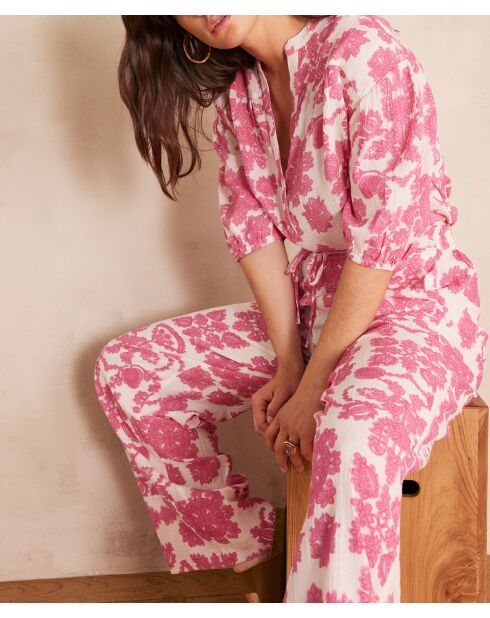 Sun Bl Hellrosa Bluse mit Blumendruck